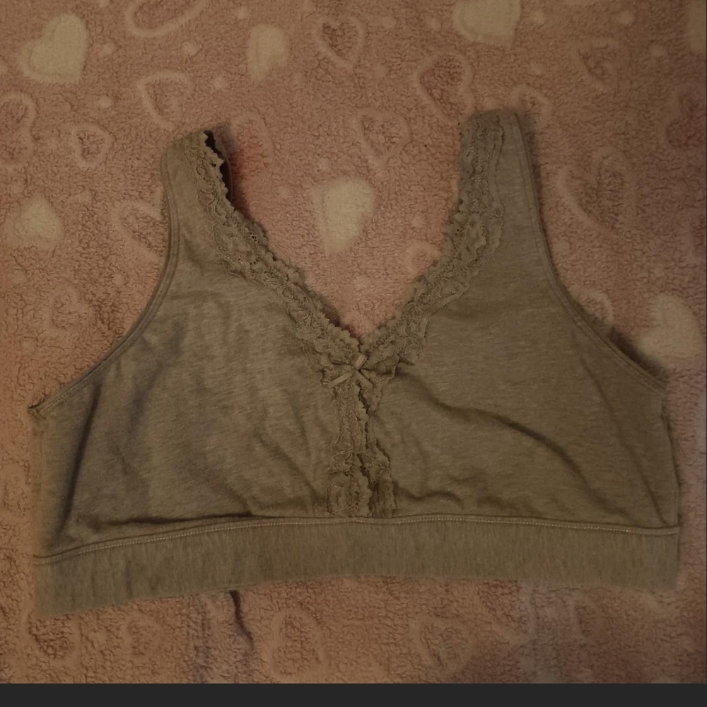 Lace Trim Olive Green Bralette